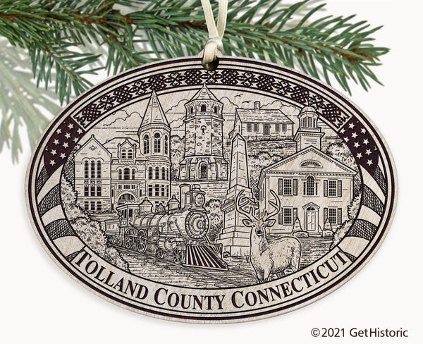 Tolland County Connecticut Engraved Ornament