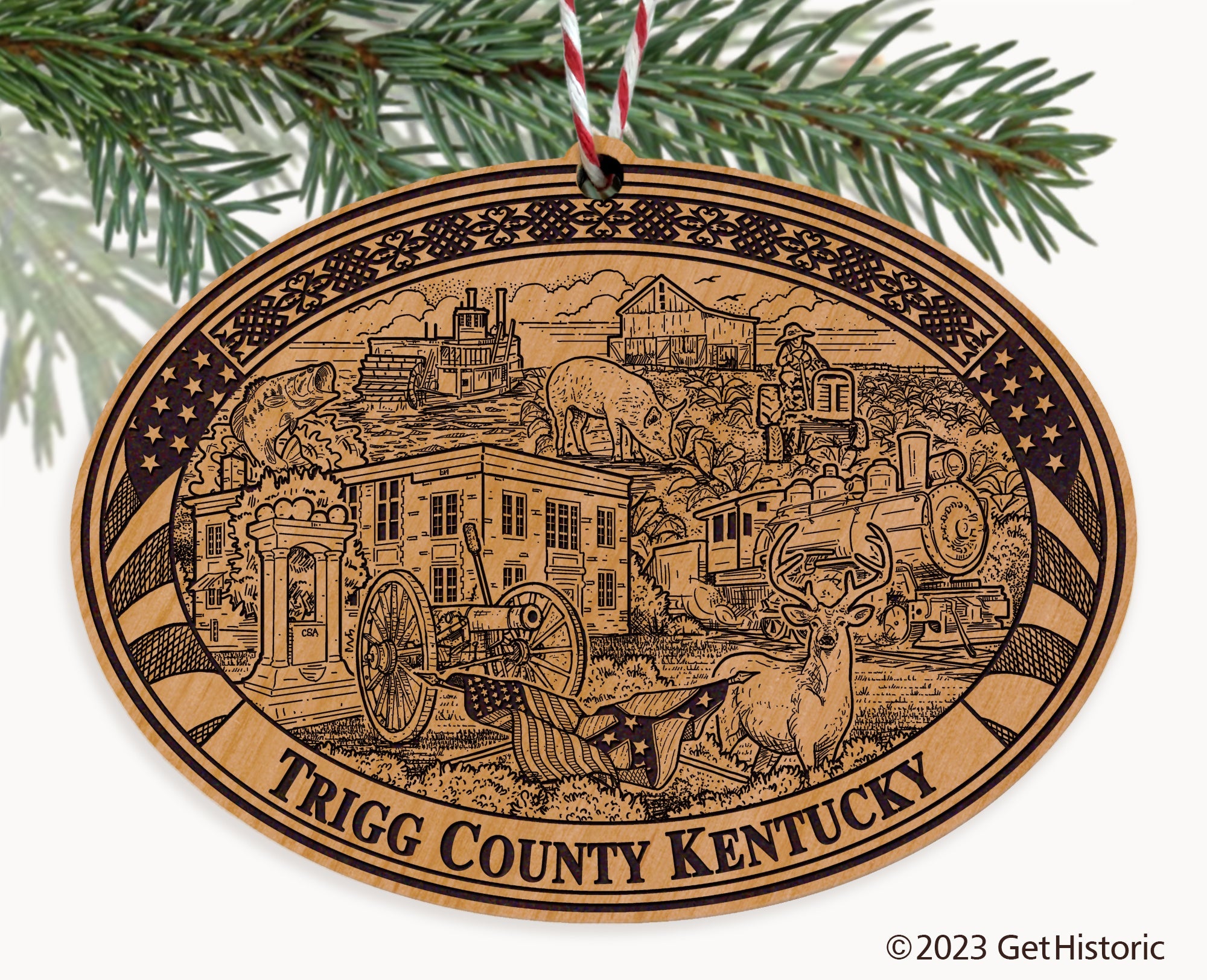 Trigg County Kentucky Engraved Natural Ornament