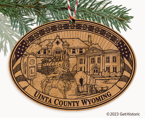 Uinta County Wyoming Engraved Natural Ornament