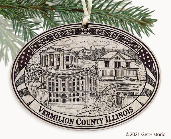 Vermilion County Illinois Engraved Ornament