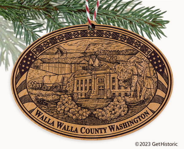 Walla Walla County Washington Engraved Natural Ornament