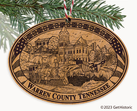 Warren County Tennessee Engraved Natural Ornament