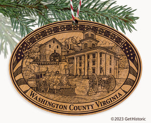 Washington County Virginia Engraved Natural Ornament