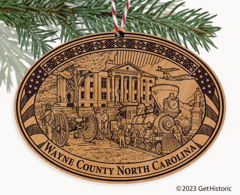 Wayne County North Carolina Engraved Natural Ornament