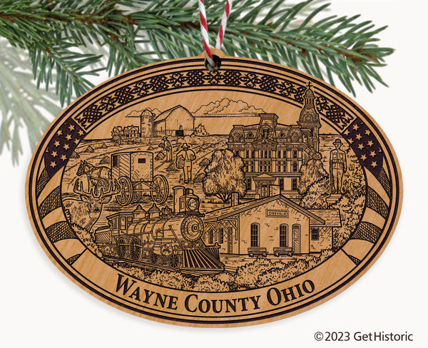 Wayne County Ohio Engraved Natural Ornament