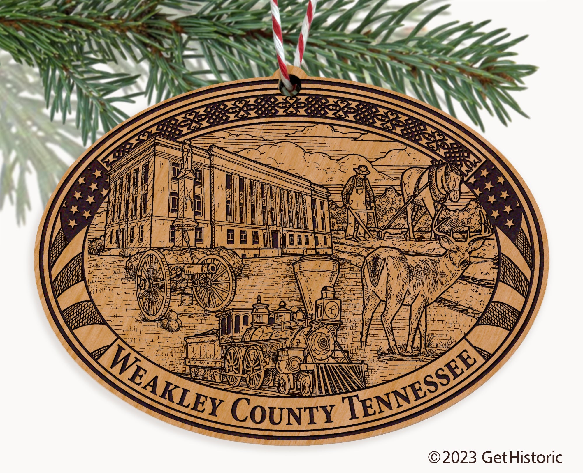 Weakley County Tennessee Engraved Natural Ornament