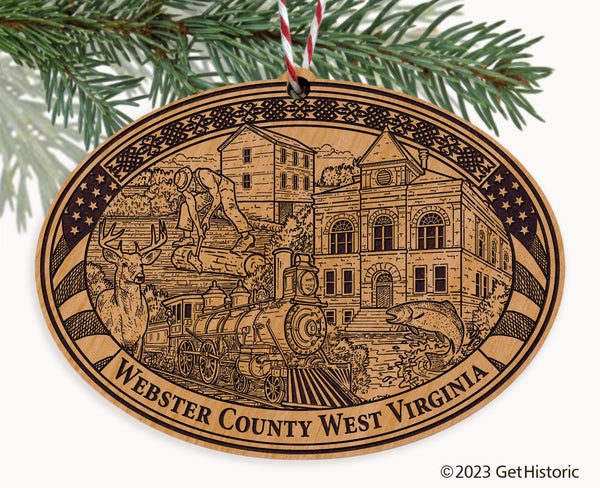 Webster County West Virginia Engraved Natural Ornament