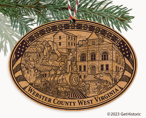 Webster County West Virginia Engraved Natural Ornament