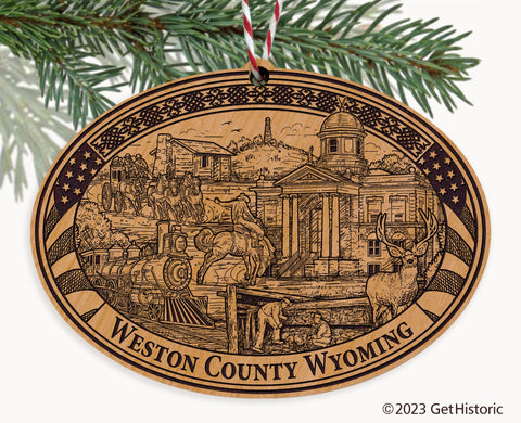 Weston County Wyoming Engraved Natural Ornament