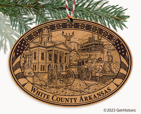 White County Arkansas Engraved Natural Ornament