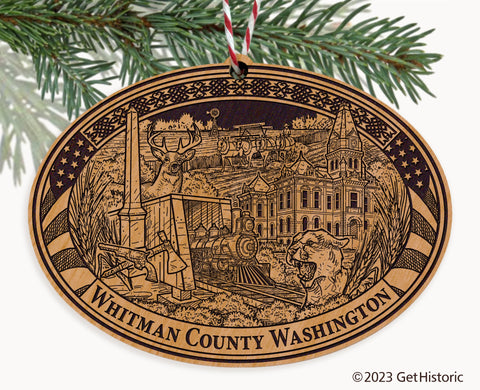 Whitman County Washington Engraved Natural Ornament