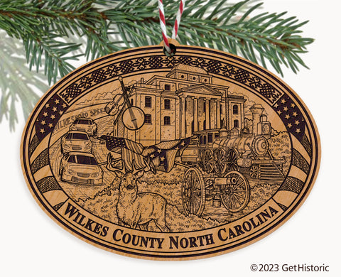 Wilkes County North Carolina Engraved Natural Ornament