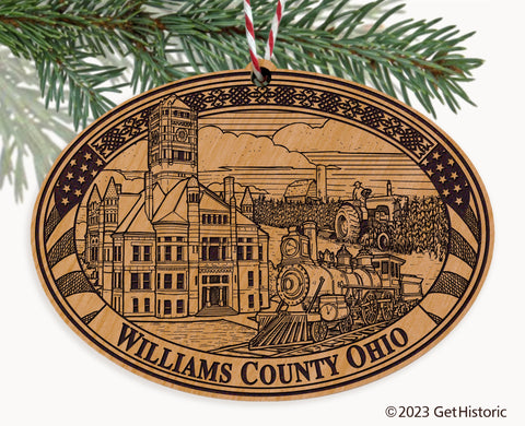 Williams County Ohio Engraved Natural Ornament