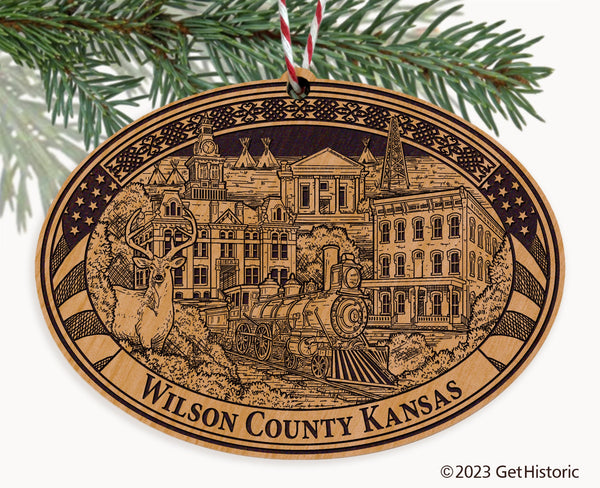 Wilson County Kansas Engraved Natural Ornament