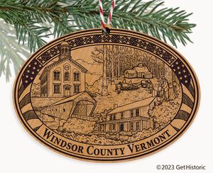 Windsor County Vermont Engraved Natural Ornament