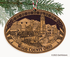 Wood County Ohio Engraved Natural Ornament