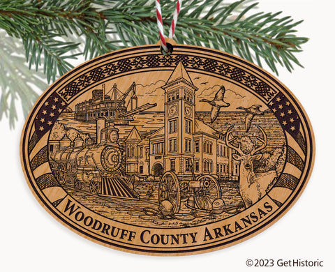 Woodruff County Arkansas Engraved Natural Ornament