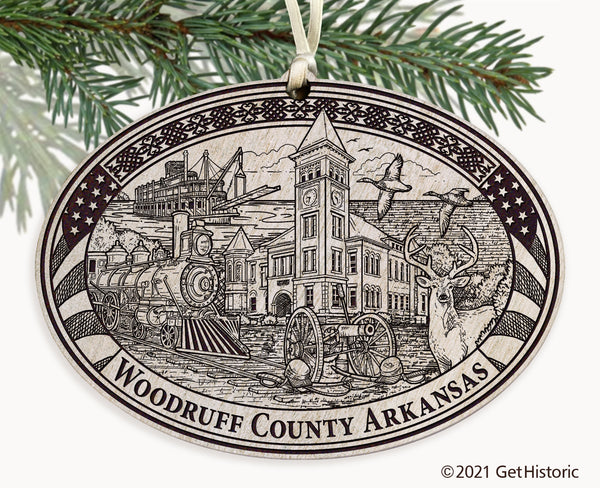Woodruff County Arkansas Engraved Ornament