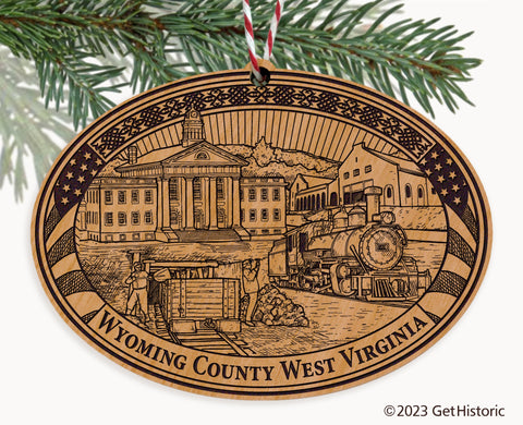 Wyoming County West Virginia Engraved Natural Ornament