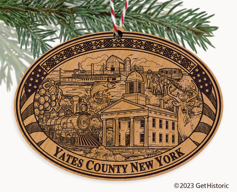 Yates County New York Engraved Natural Ornament