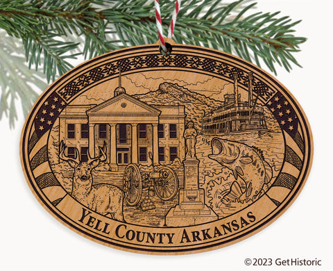 Yell County Arkansas Engraved Natural Ornament