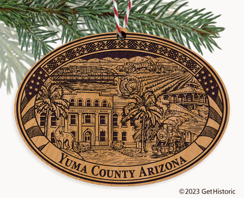 Yuma County Arizona Engraved Natural Ornament