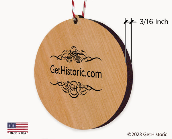 Montana State Natural Wood Engraved Ornament Detail